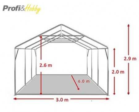 Шатра 3X6 м PROFESSIONAL - 50мм тръби, 100% водоустойчив PVC 550 гр/м2