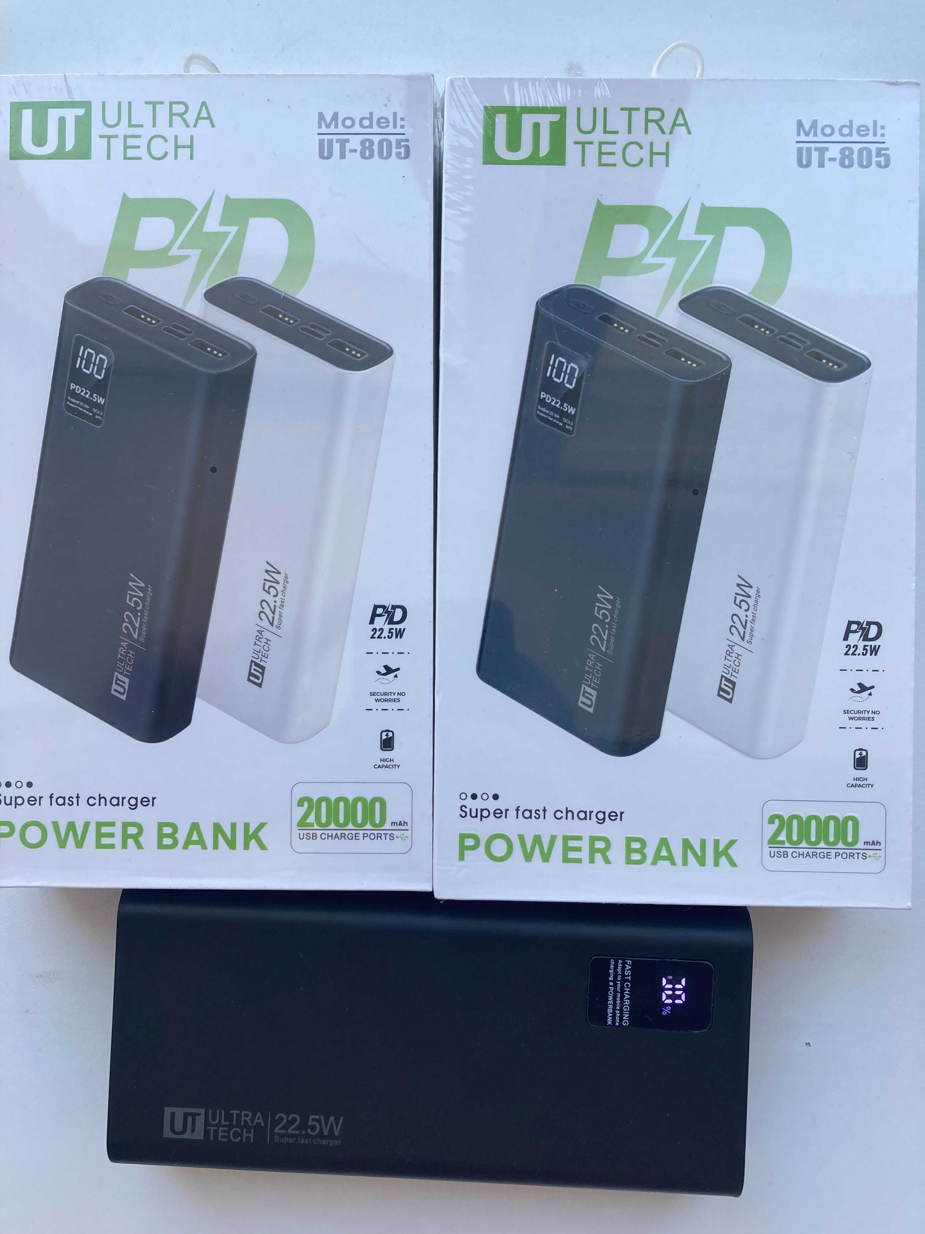 Переносной Power Bank 20 000 мАч, 3 выхода