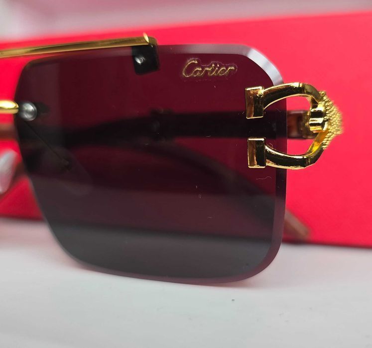 Ochelari de soare rimless Cartier Leopard Black