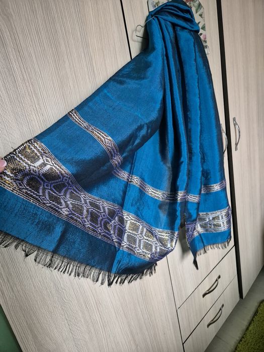 Eșarfă,șal oriental turcoaz din amestec mătase