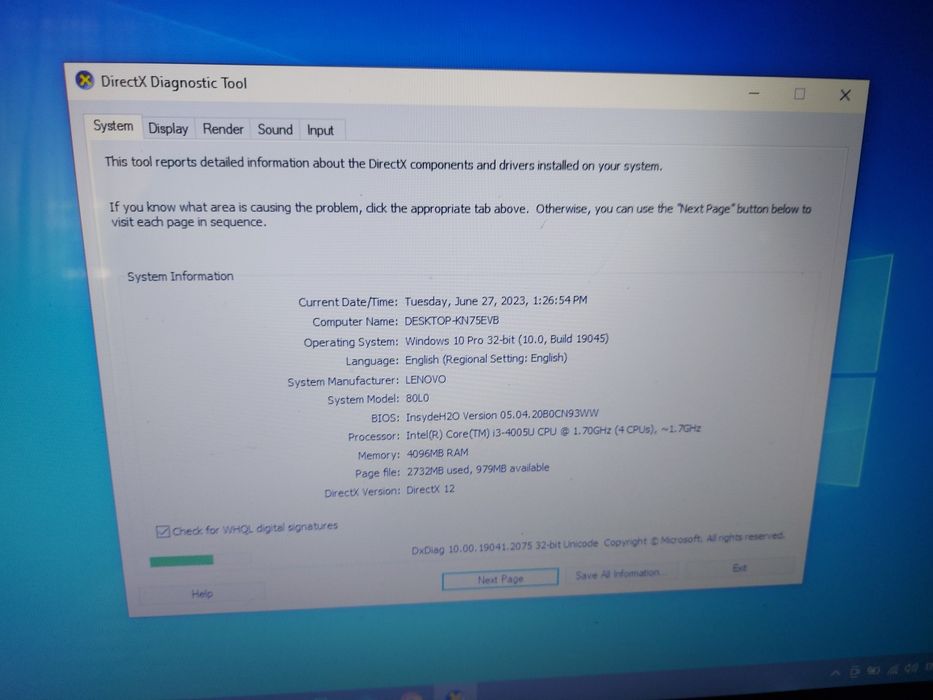 Vind laptop Lenovo