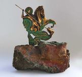 Свети Георги и Змея. Скулптура, малка пластика, бронз. Оригинал.