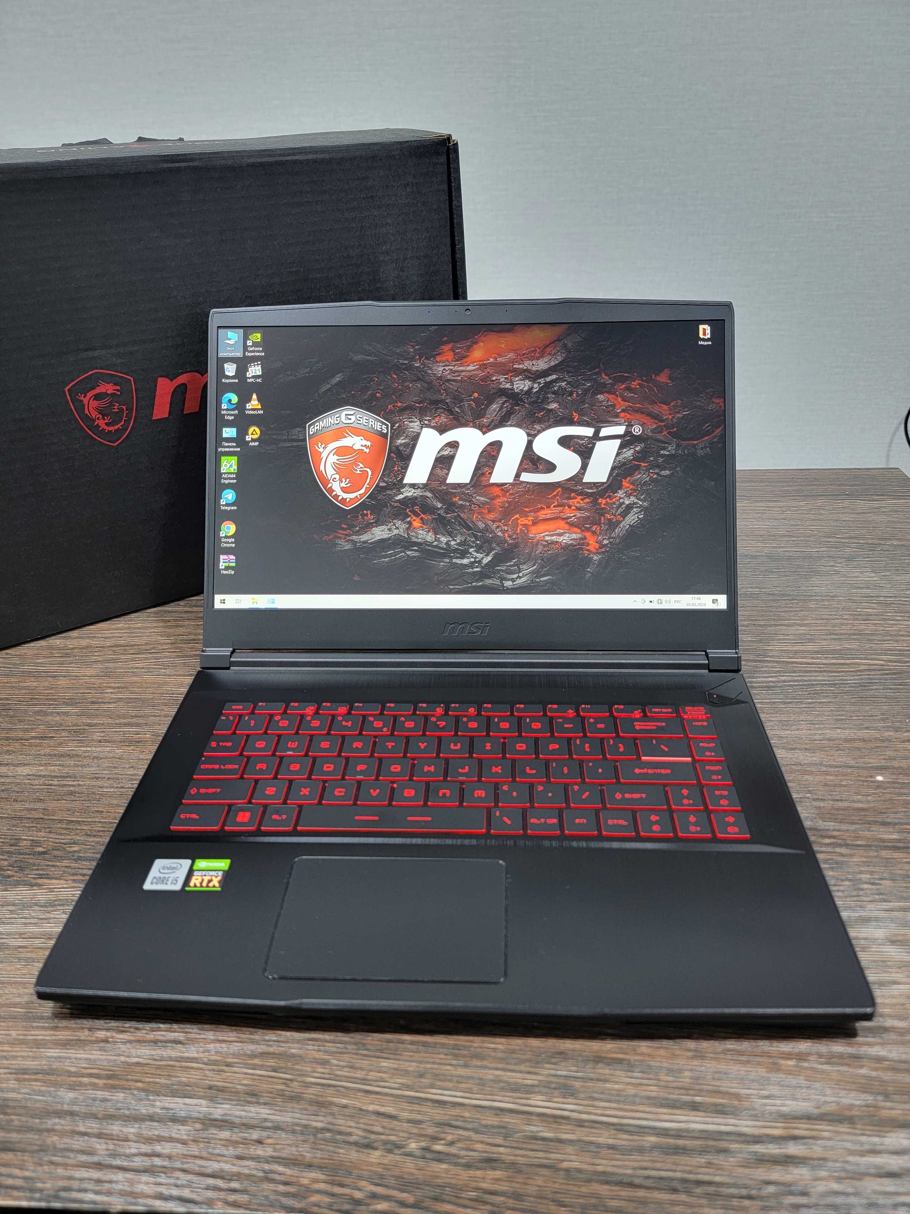 игровой i5 ноутбук MSI GF65 Thin, для игр и графических программ