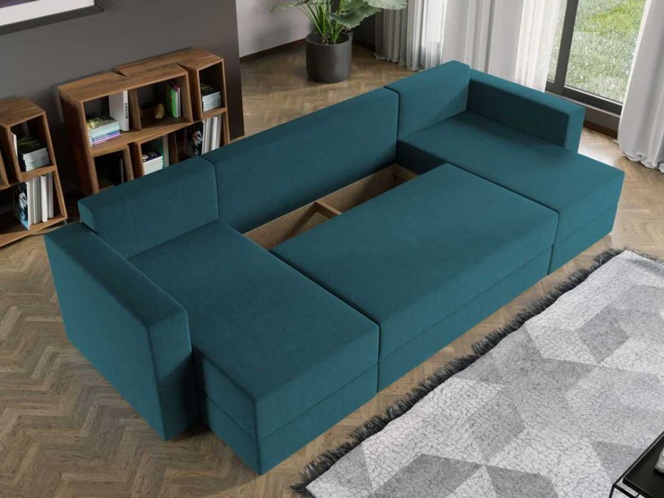 Coltar U Extensibil cu lada Alfa turcoaz - Transport Gratuit