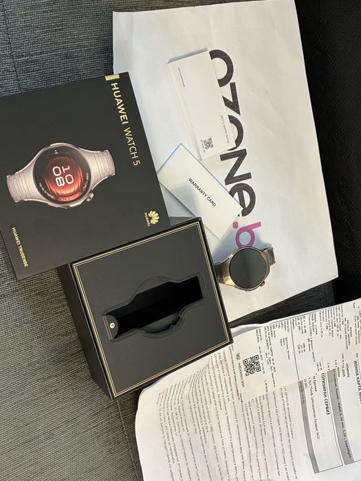 КАТО НОВ 42mm Huawei Watch 5 OZONE Гаранция 2027 Gold Titanium