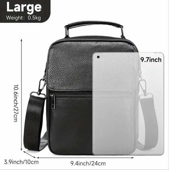 Мъжки месинджър кожени чанти с два размера/Модерни, стилни и елегантни