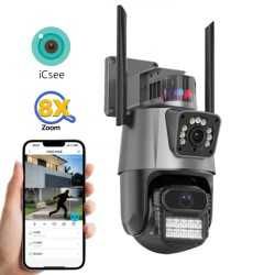 Двойна smart камера със сирена, 12МР - iCSee, външен монтаж