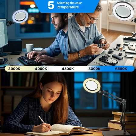 Настолна лупа с осветление STRBDYI, 10X увеличение, лупа с LED светлин