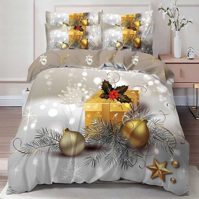 Двулицево коледно спално бельо (Реално изображение), 6 части