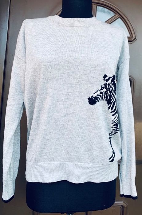 RIVER ISLAND Bluza/Pulover Fashion Jumper Gri Zebra UK Oferta 1+1