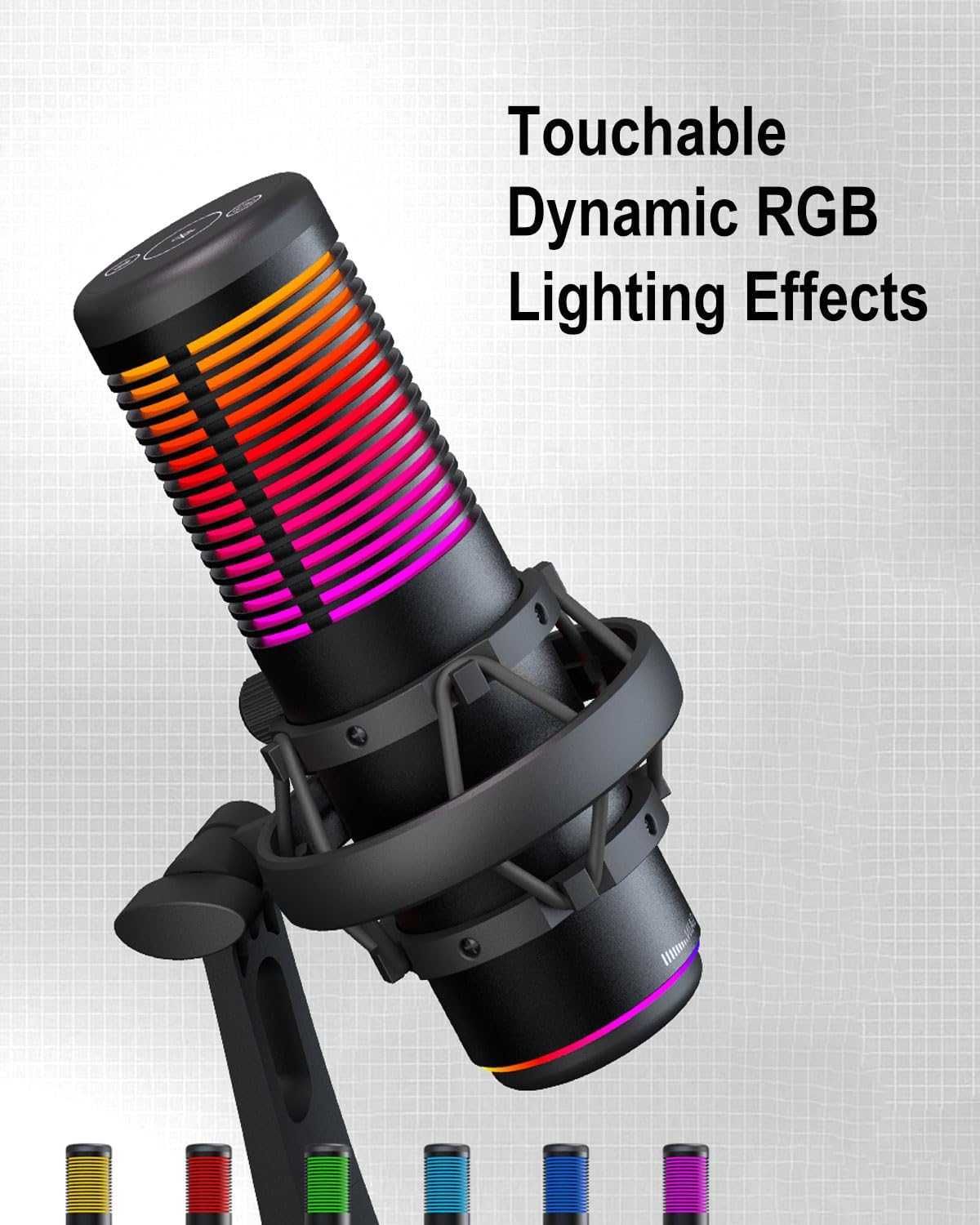 USB микрофон за игри HITOZON, USB кондензаторен микрофон с RGB