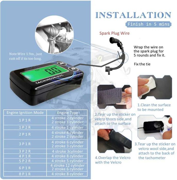 Tahometru Turometru Digital Motor Barca Drujba Atv Motocicleta Skijet