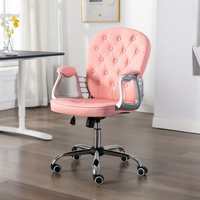 vidaXL Въртящ се офис стол, розов, изкуствена кожа 289361