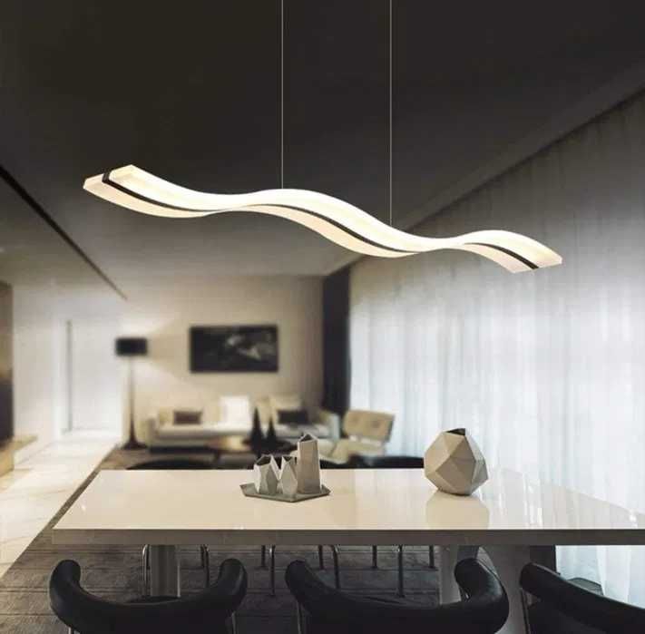 Промо LED ЛЕД Модерна вълнообразна висяща лампа с дистанционно, кухня,