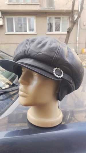 Кафяв дамски каскет Естествена кожа