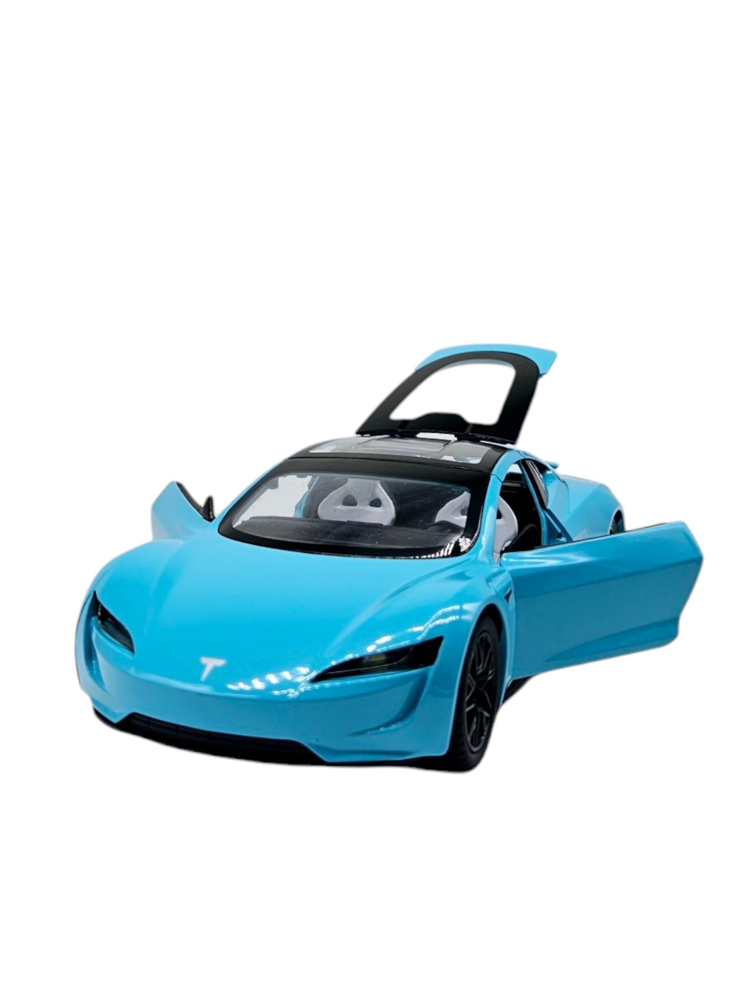 Masina metalica Tesla Roadster,Sunete si lumini,Usi mobile,Blue, 20cm,