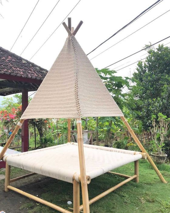 Шатра От Бамбук И Плетено Памучно Макраме