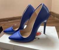 Обувки на ток - турско синьо