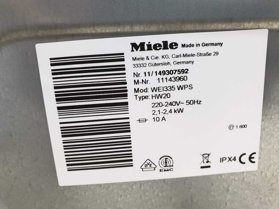 9кг - 1600rpm - Miele W1 Excellence Пералня Миеле 12м Гаранция