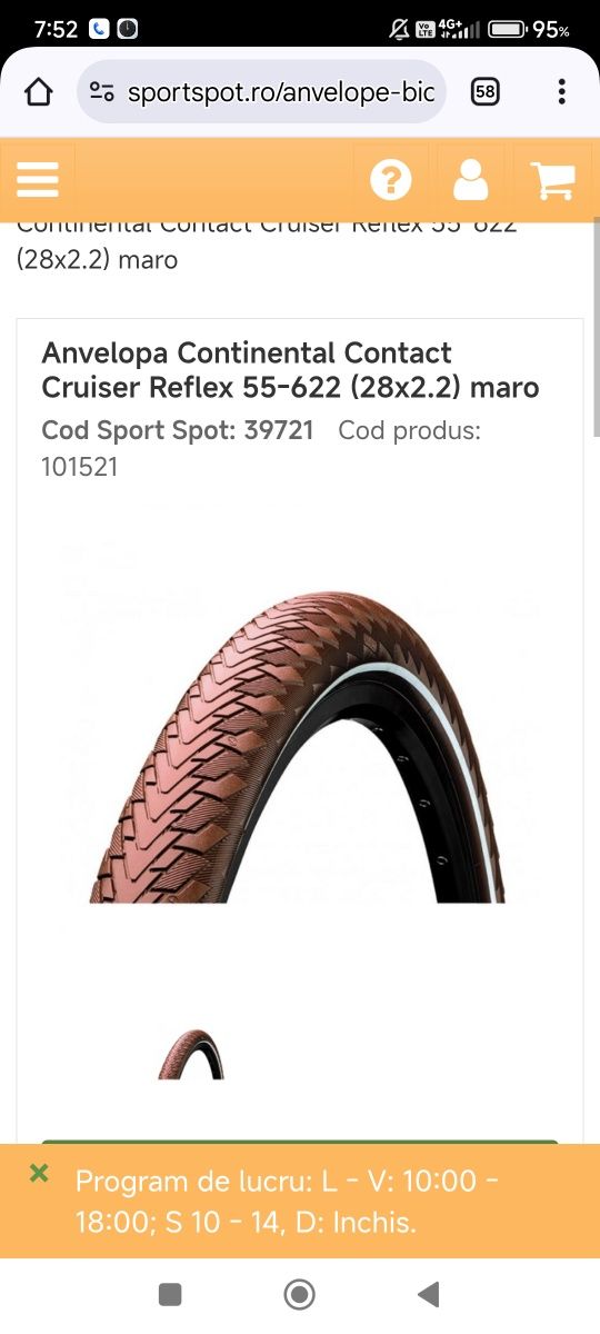 Cauciuc anvelopa 28x2.00 bicicleta continental 55-622