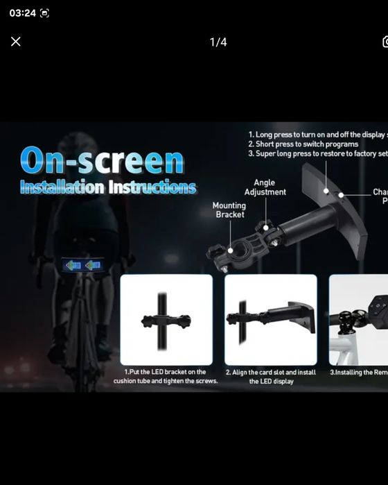 Semnalizare bicicleta led smart, aplicatie, telecomanda wireless,usb.