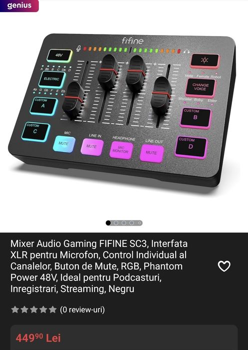 Fifine AM8 + Fifine SC3 – podcast/streaming setup – folosit 20 de zile