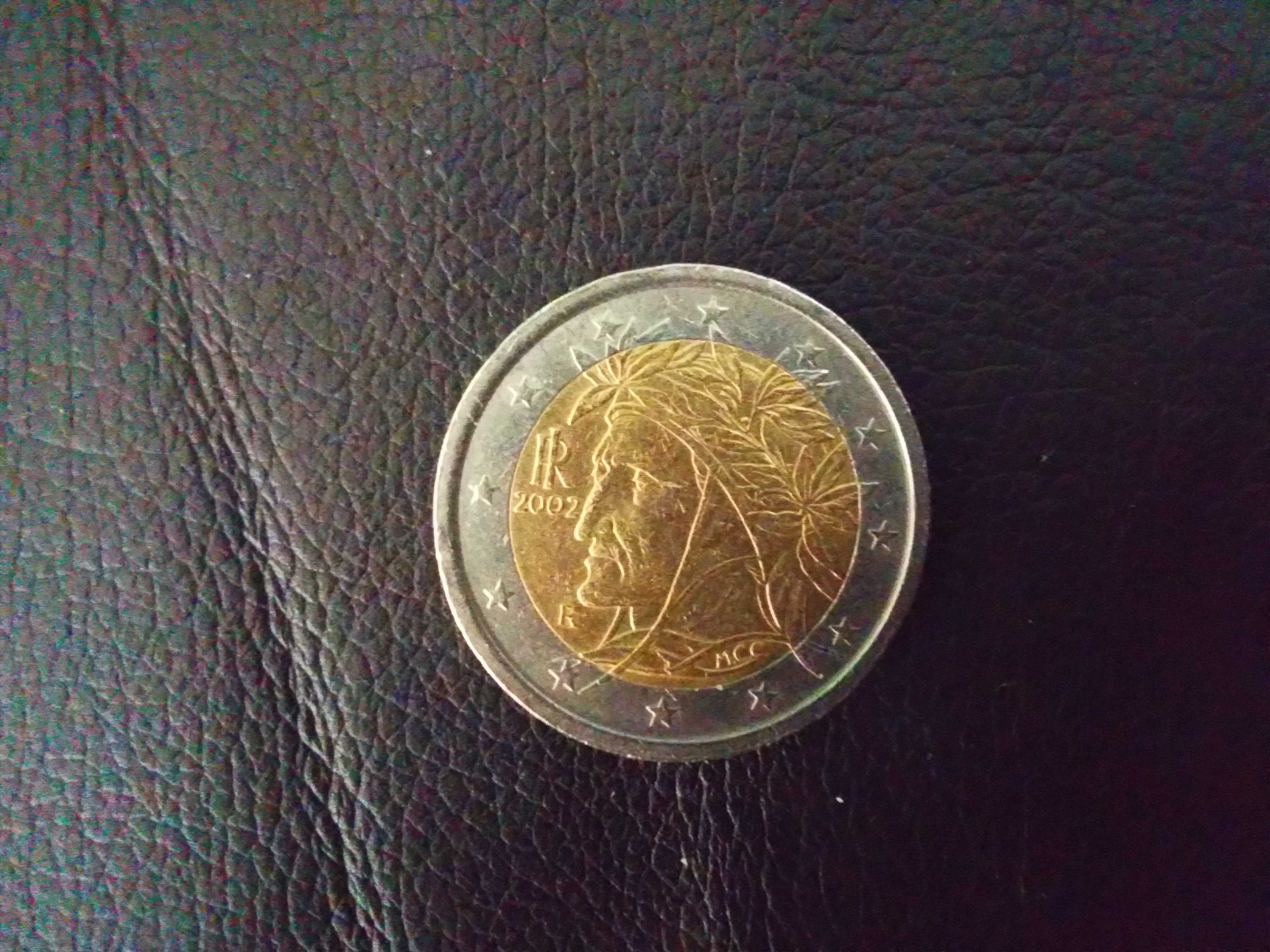 Moneda  2 euro Italia 2002 cu insemn de monetarie + Bonus 1 cent 2002
