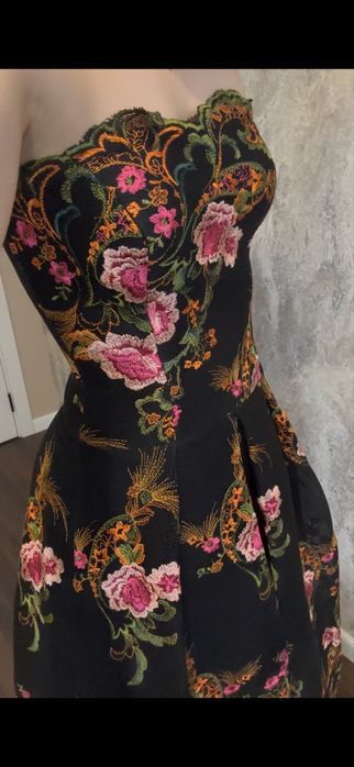 Вечернее платье DORIDORCA черное, цветочное, длинное, корсетное