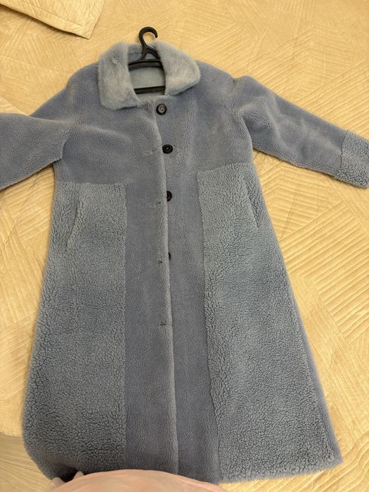 Шубка тедди с норковым воротником