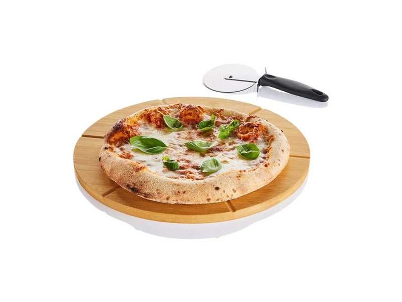 НОВИ! Бамбукова дъска за пица с нож за пицa