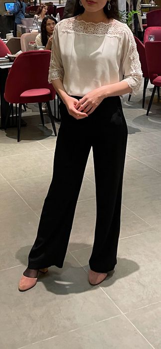 Брюки черные и фиолетовые манго бершка