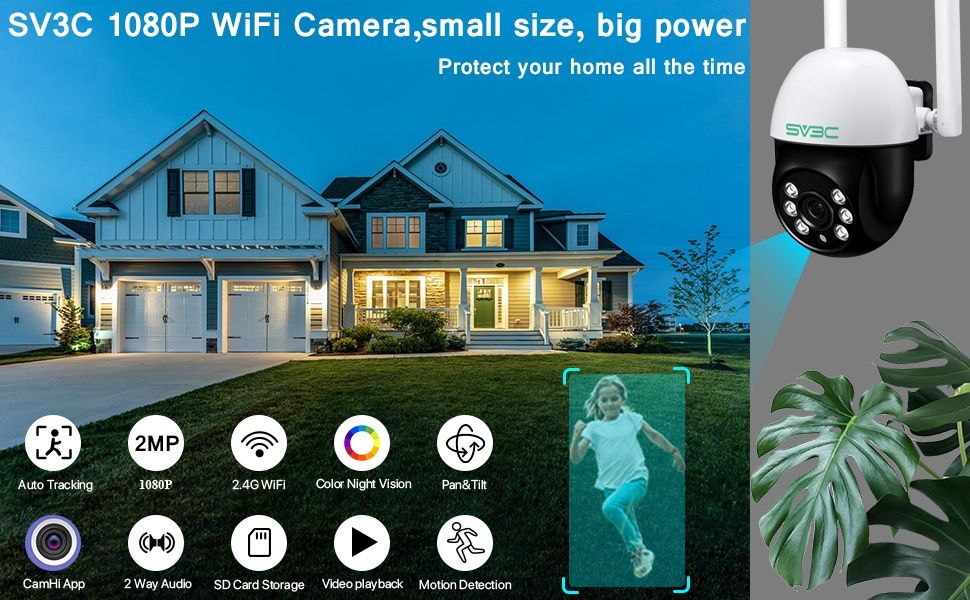 Мини въртяща охранителна WiFi камера 2MP +64Gb карта памет