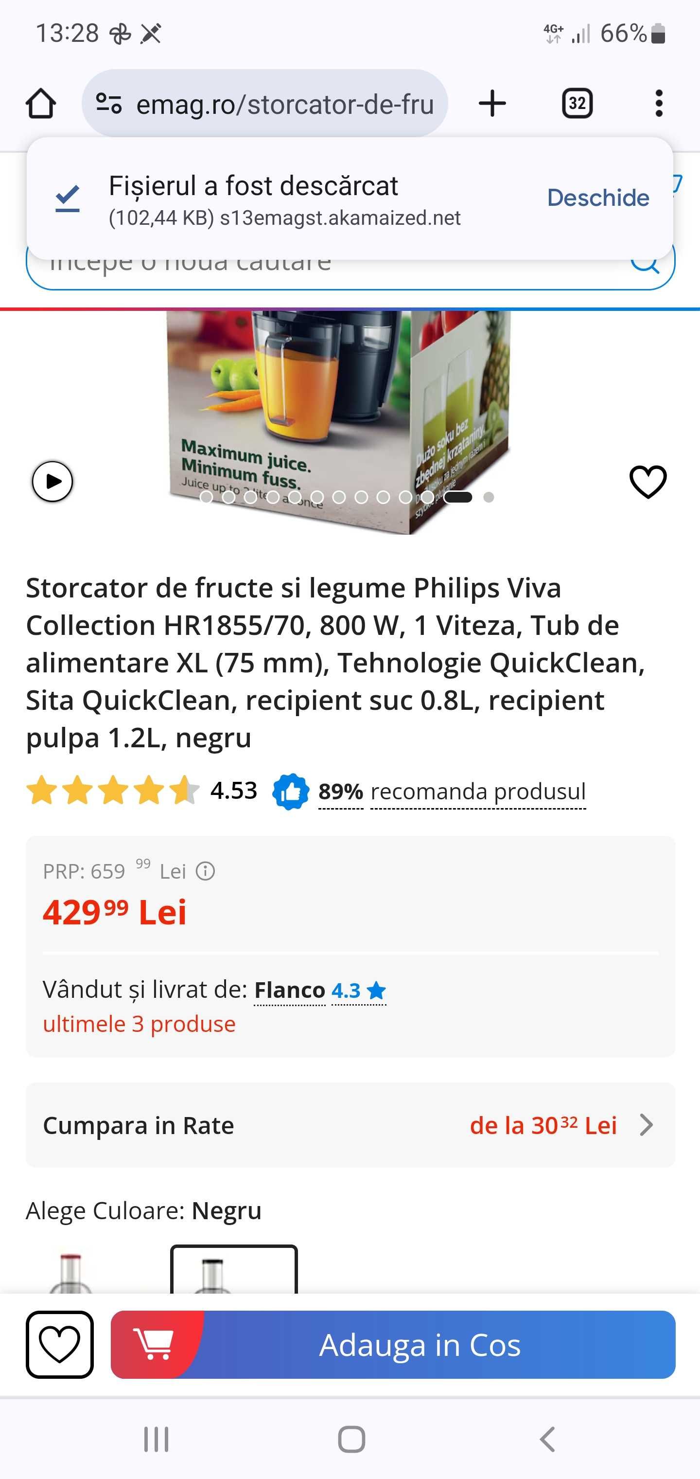 Storcator de fructe si legume Philips Viva Collection