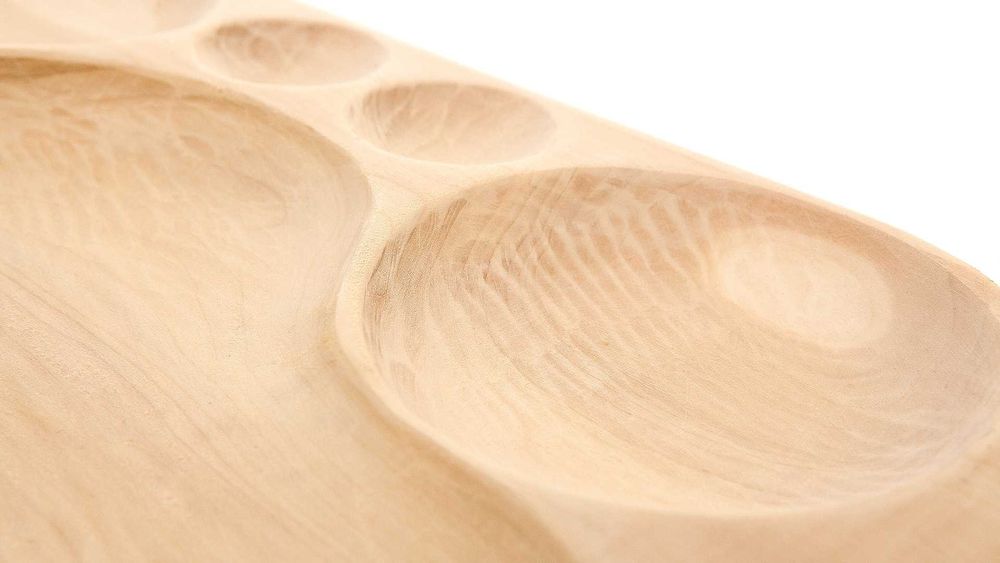 Platou din lemn masiv, compartimentat