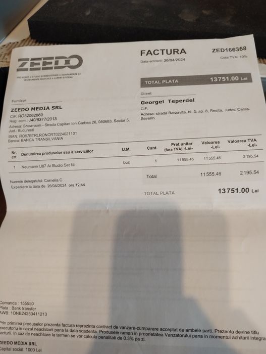 Microfon Neumann u87ai in garanție