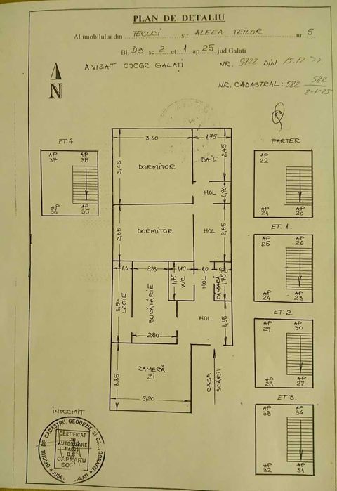 Apartament cu 3 camere, Etaj 1, Zona Industriala, Tecuci