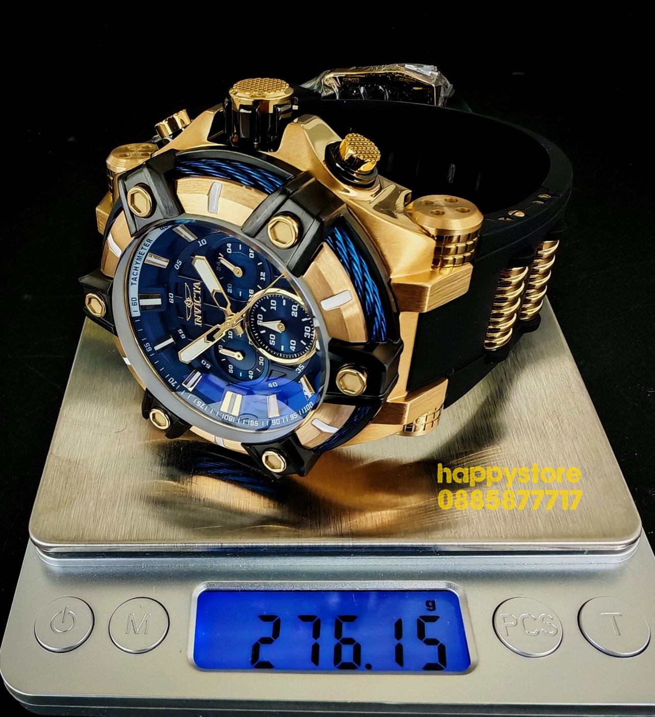 часовник INVICTA Gunmetal Gold and Blue 52 mm, Инвикта нов