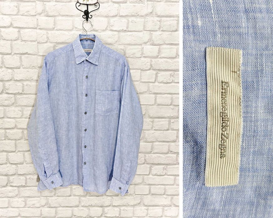 Ermenegildo Zegna 100% Ленена мъжка риза размер М