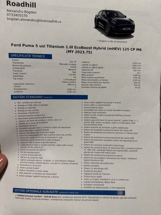 Ford Puma Titanium 1.0l EcoBoost Hybrid (mHEV) 125 CP M6