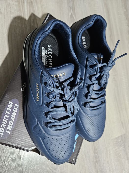 Skechers Pantofi sport de piele ecologica UNO 2-Air Around, Bleumarin,