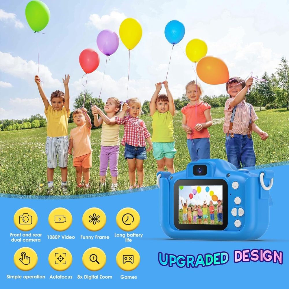 Aparat Foto Digital pentru Copii, HD 1080P, Display IPS, Delfin