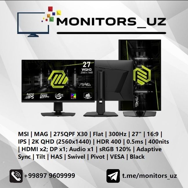 [NEW] монитор MSI 275QPF IPS 2K 300Hz