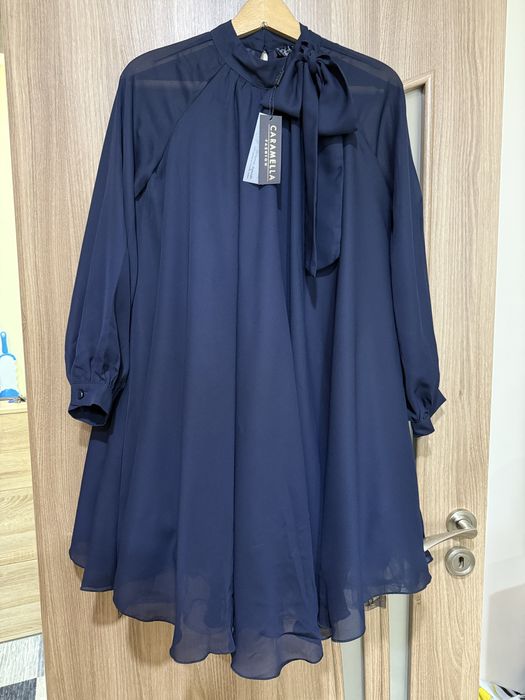 Рокля,тъмно синьо,”caramella fashion”ХЛ