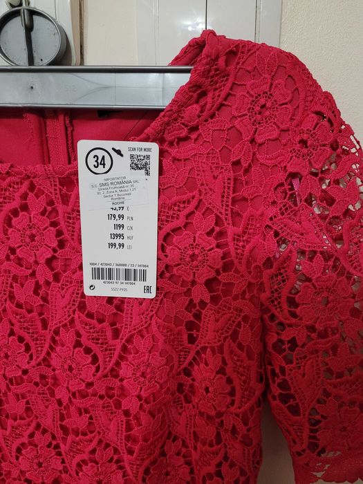 Rochie Otsay din dantela, fucsia, noua, marimea 34