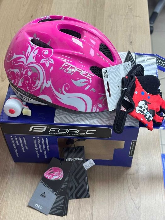 Casca copii Force FUN Flowers roz/alb/gri S (48-54 cm)