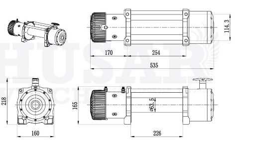 TroliuHUSAR WINCH  13000 lbs (trage 5897 kg) cu dispozitiv rulare 12 V