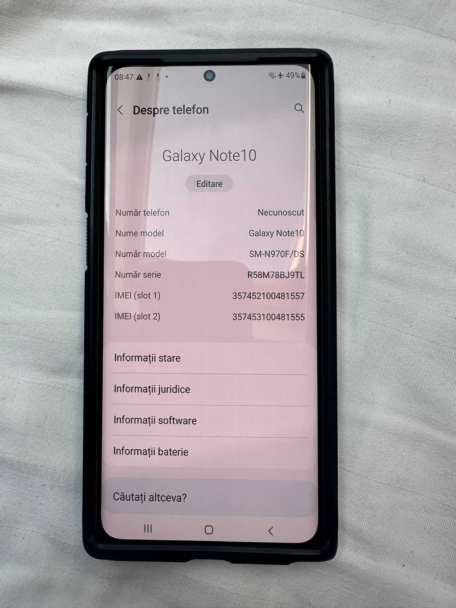 Samsung Note 10 Gri 256 GB 8 GB Liber de retea Baterie excelenta