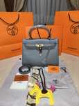 Geanta Hermes Kelly 28cm Light Blue/Piele naturala/Punga/Cutie Hermes