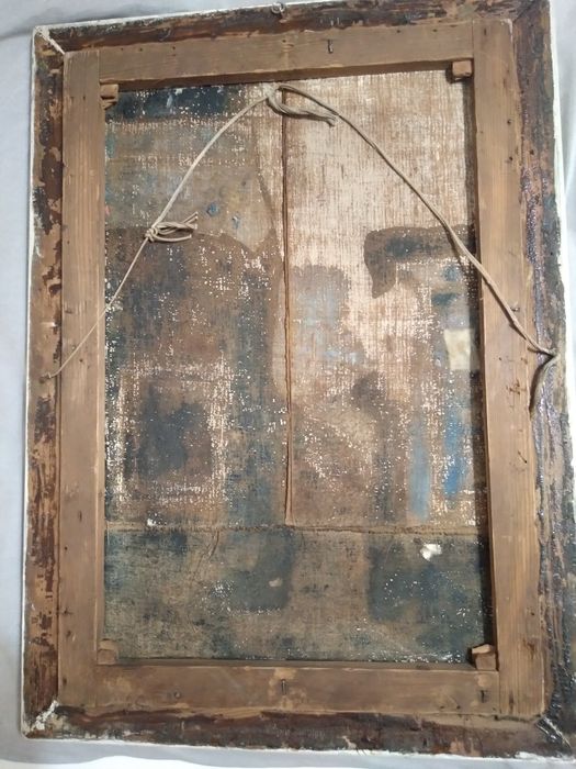 Tablou pictura ulei pe pinza foarte vechi