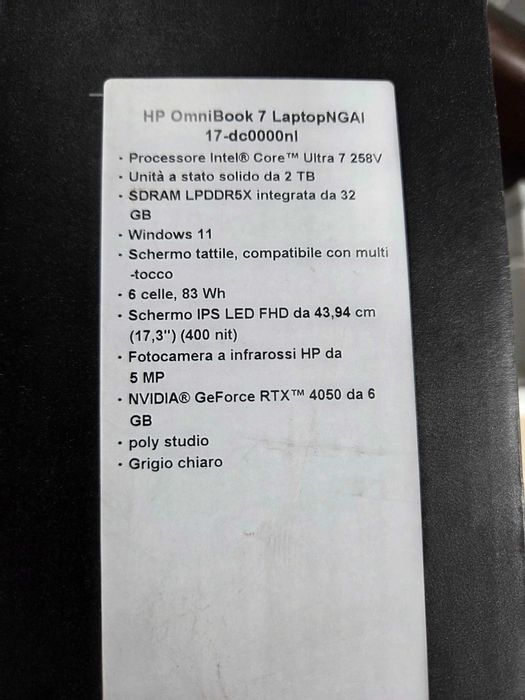 HP OmniBook 7, 17" NVIDIA GeForce RTX 2TB